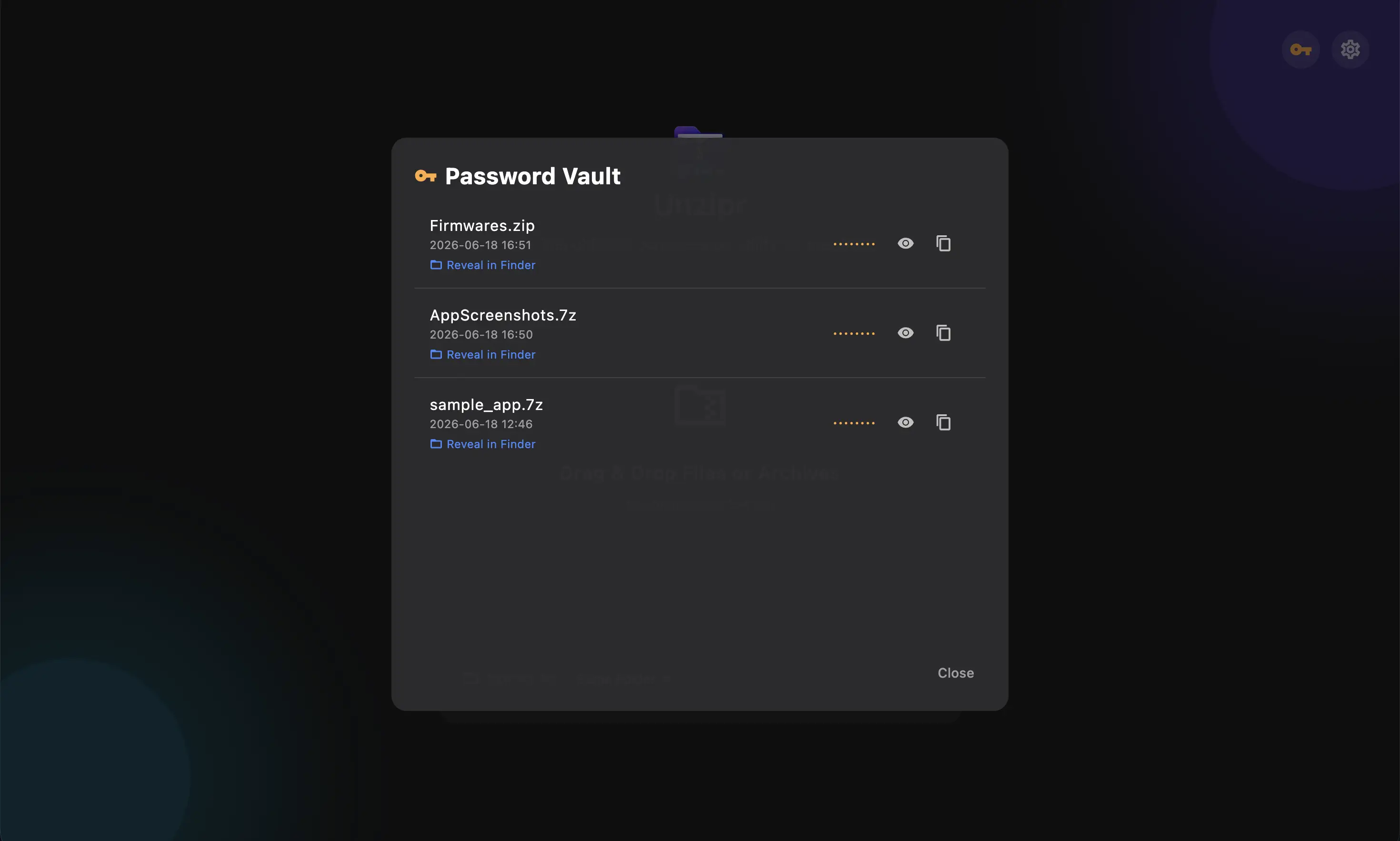 Unzipr Password Vault